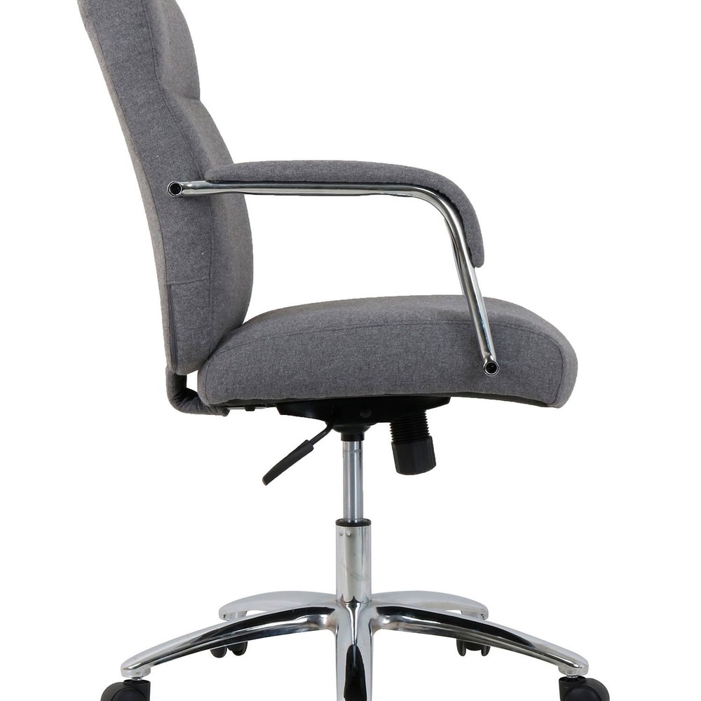 High Back Fabric Task Chair Charcoal Gray Fixed Arms High Back