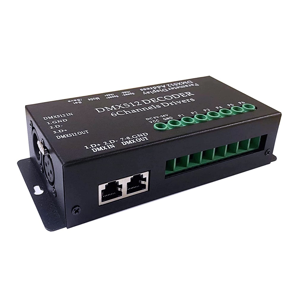 DC 5V24V 6 Channel DMX512 Decoder LED Controller 4Digit RGBW RGBWW Strip