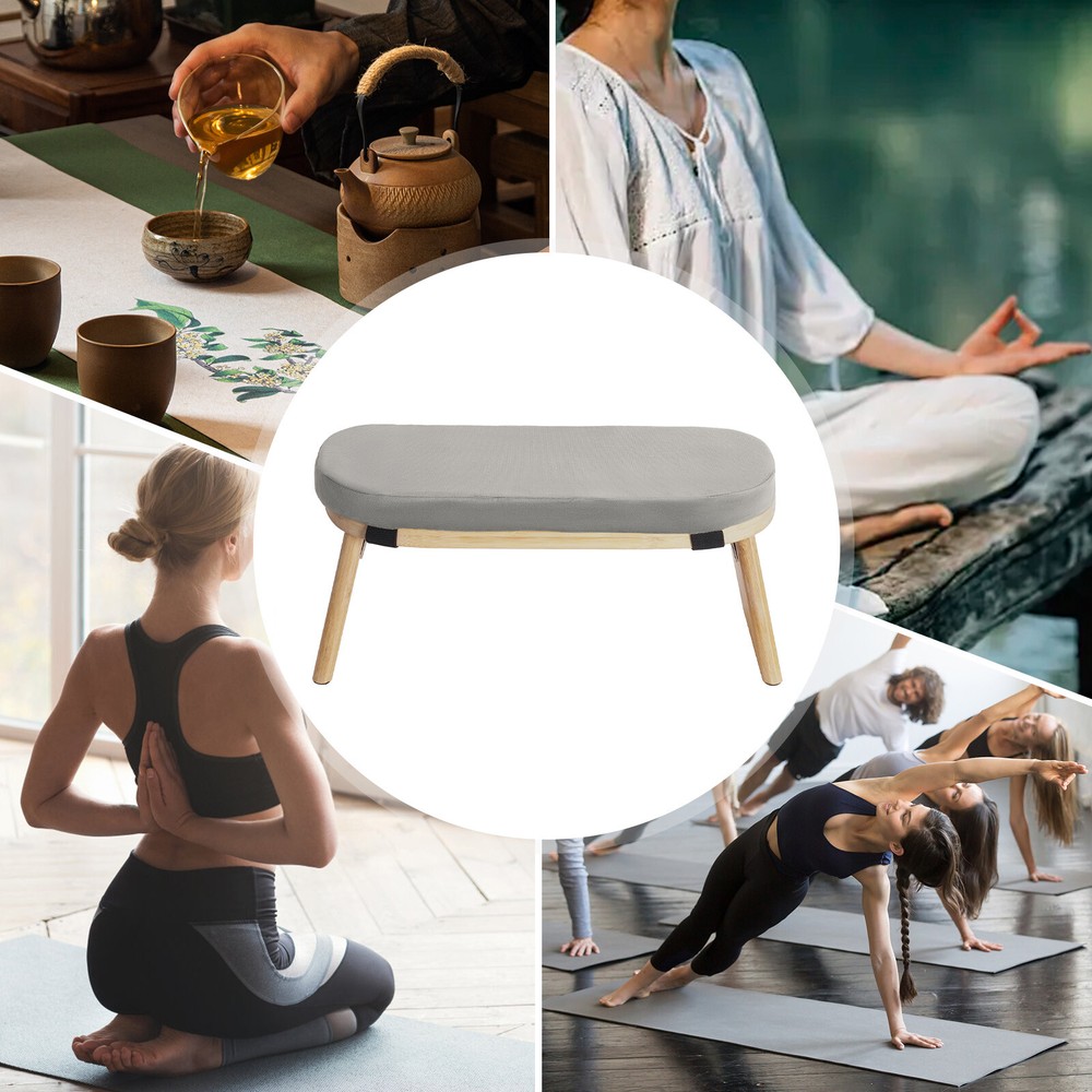 Bamboo Meditation Bench Kneeling Stool Foldable Yoga Bench
