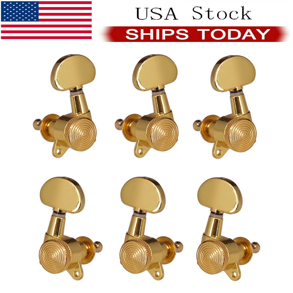 Gold 3R3L Inline Guitar String Tuning Peg Key Locking Tuner Key Machine Heads