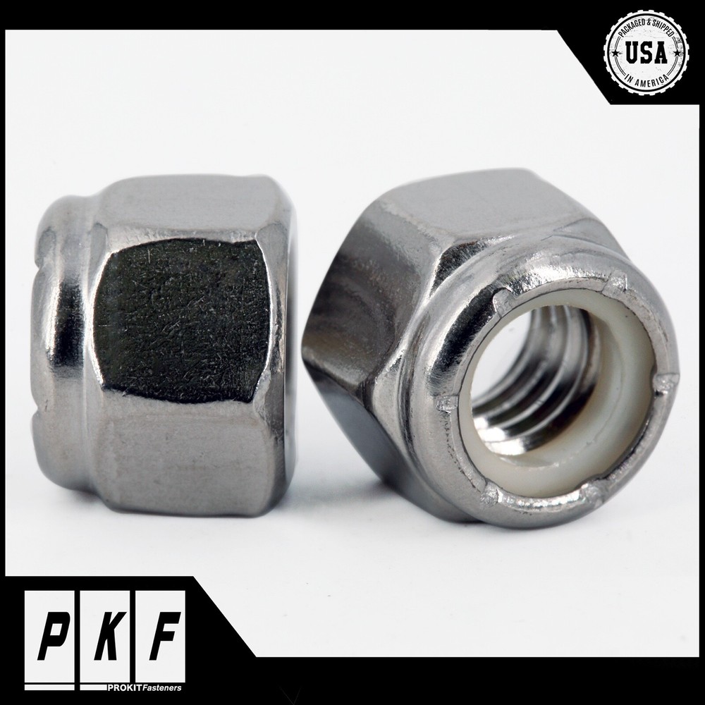 Stainless Steel Nylon Insert Hex Lock Nuts Nylock | Select Size | Quantity