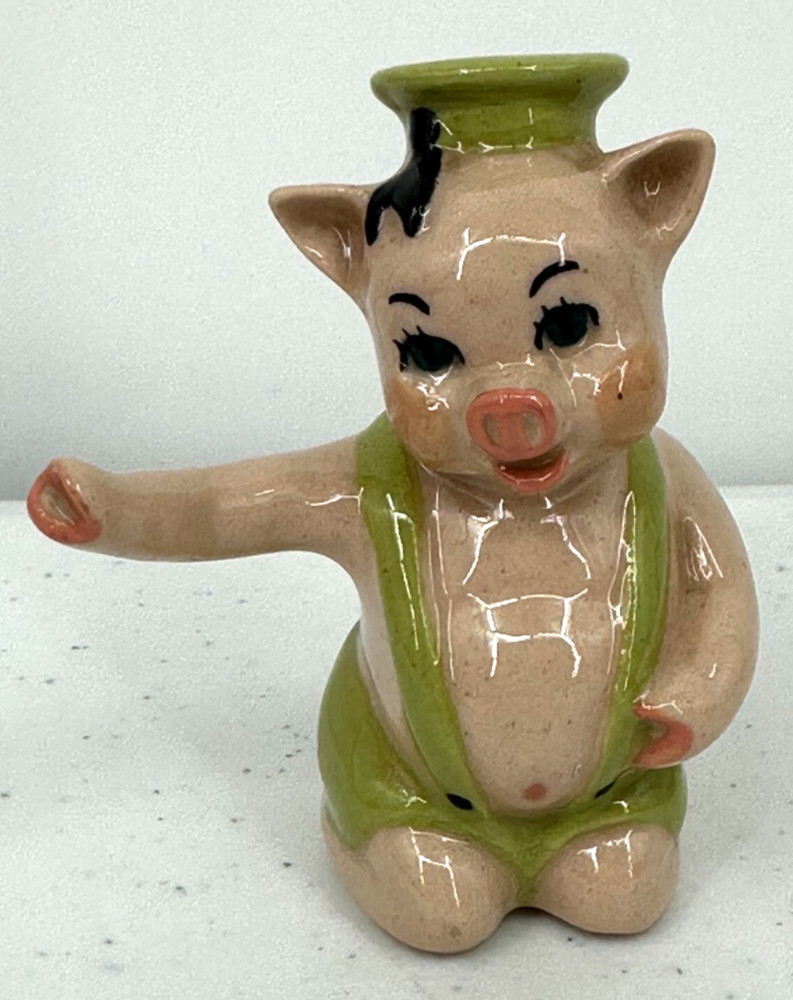 Ceramic Arts Studio Colorful Glazed Ceramic Boy Pig Replacement Vintage