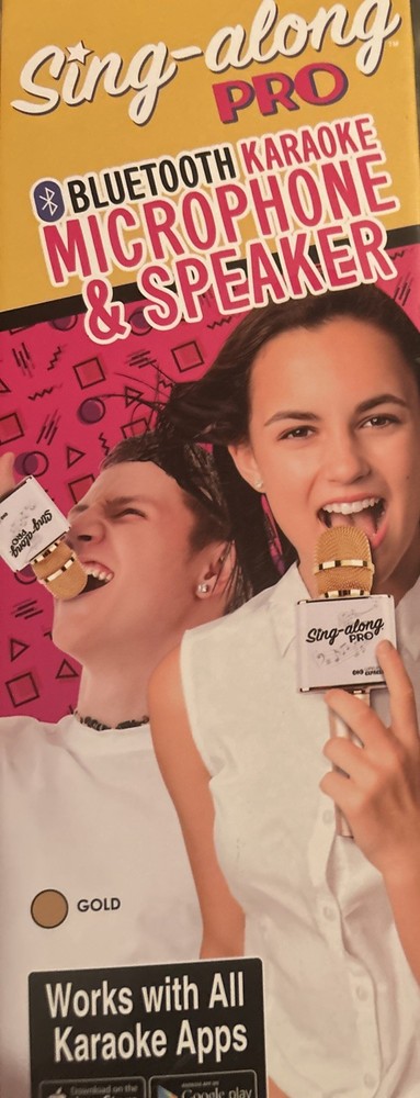 Sing-along PRO Bluetooth Karaoke Microphone and Speaker (Gold)