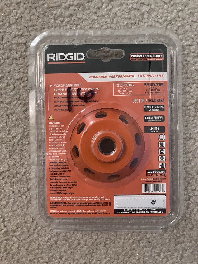 4" RIGID Cup Wheel For Concrete Grinding NEW open box