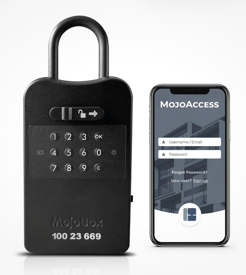 MojoBox, Digital Lockbox, Bluetooth Key iOS/Android App Black