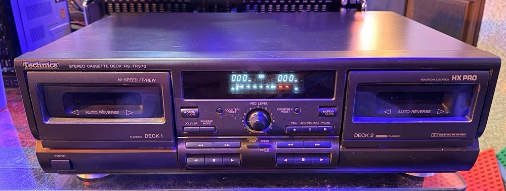 TECHNICS RS-TR373 Stereo Dual Cassette Deck Powers Up AS-IS Needs Belts