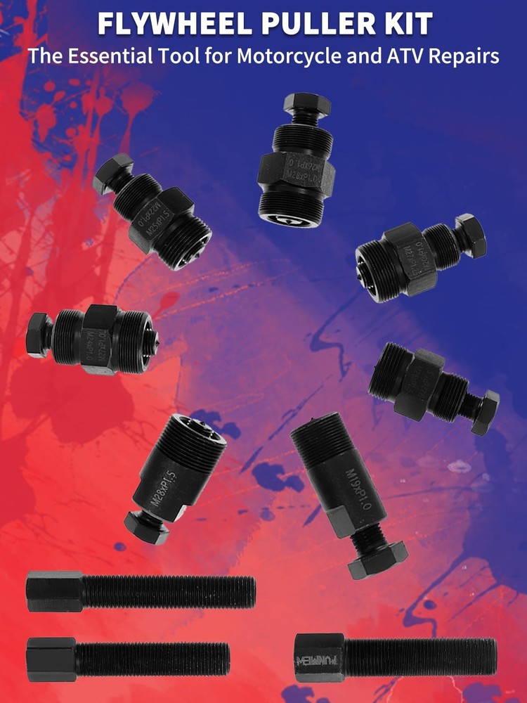 Motorcycle Flywheel Puller Set 10pcs Universal Flywheel Turning Tool for Moto...