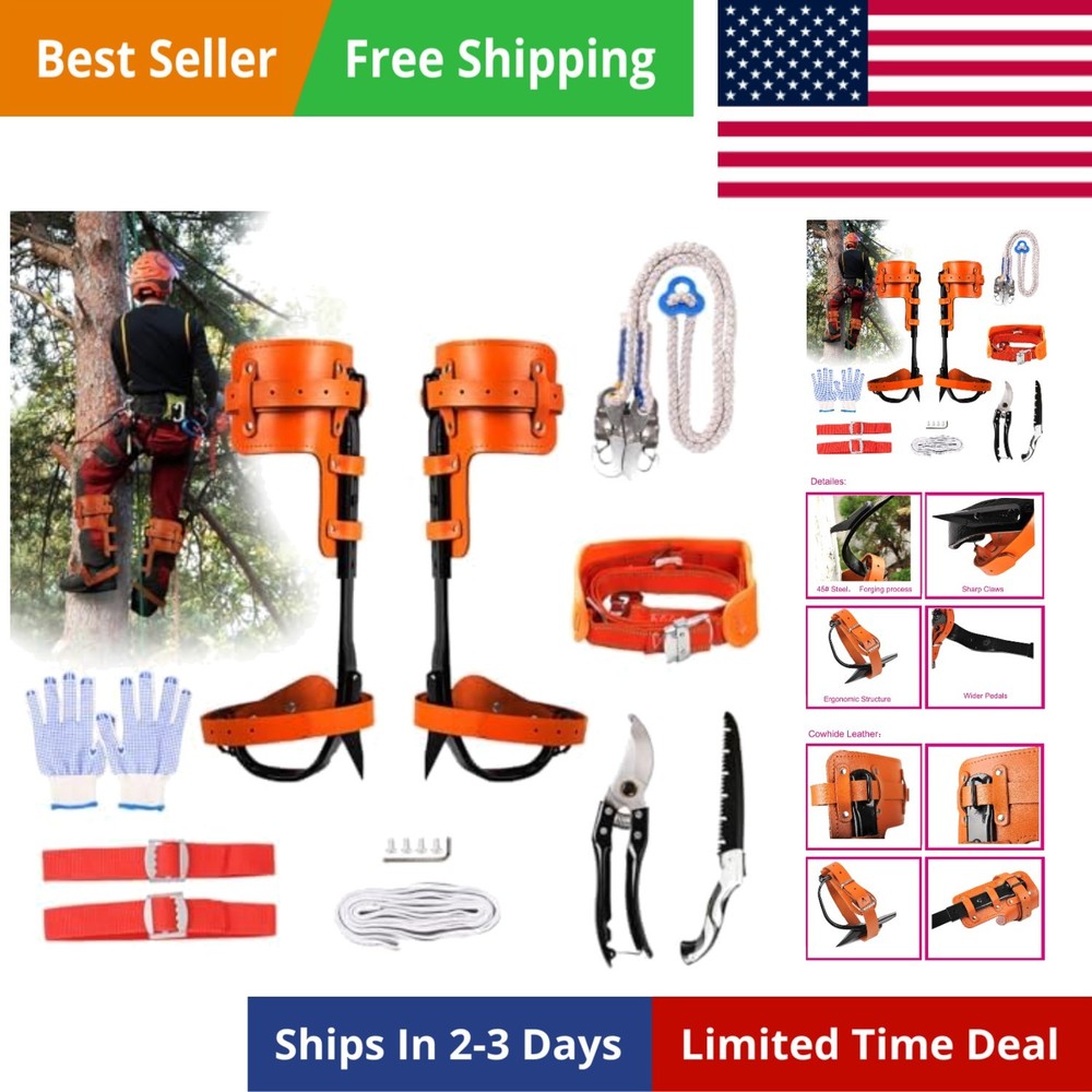 Tree Climbing Spikes, Tree Climbing Gear with Non-Slip Pedal, Adjustable Tree...