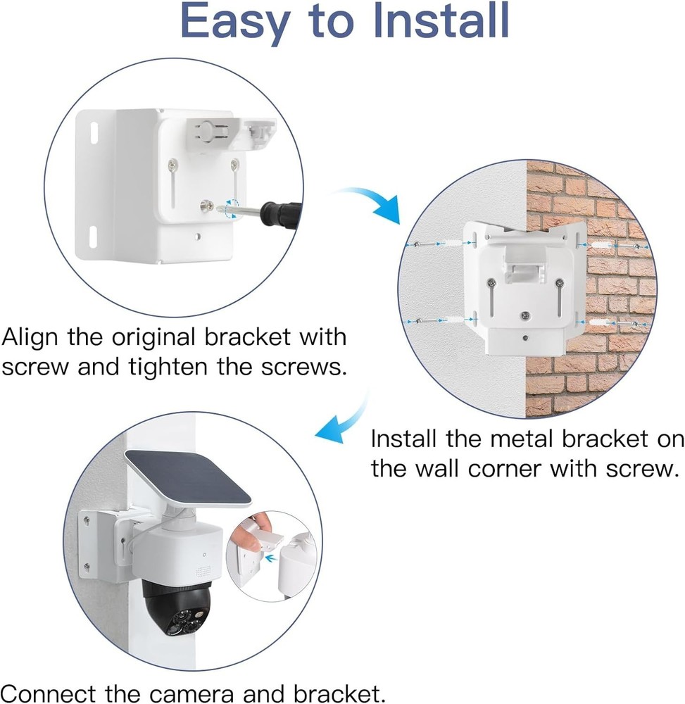 Wall Mount Bracket Compatible with Eufy Security Solocam S340, Rust-Proof Metal