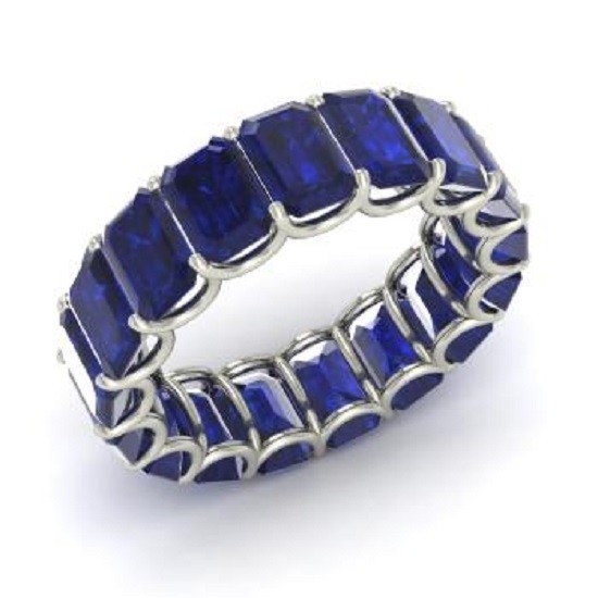 7.50 Ct Natural Emerald Sapphire Diamond Ring 14K Solid White Gold