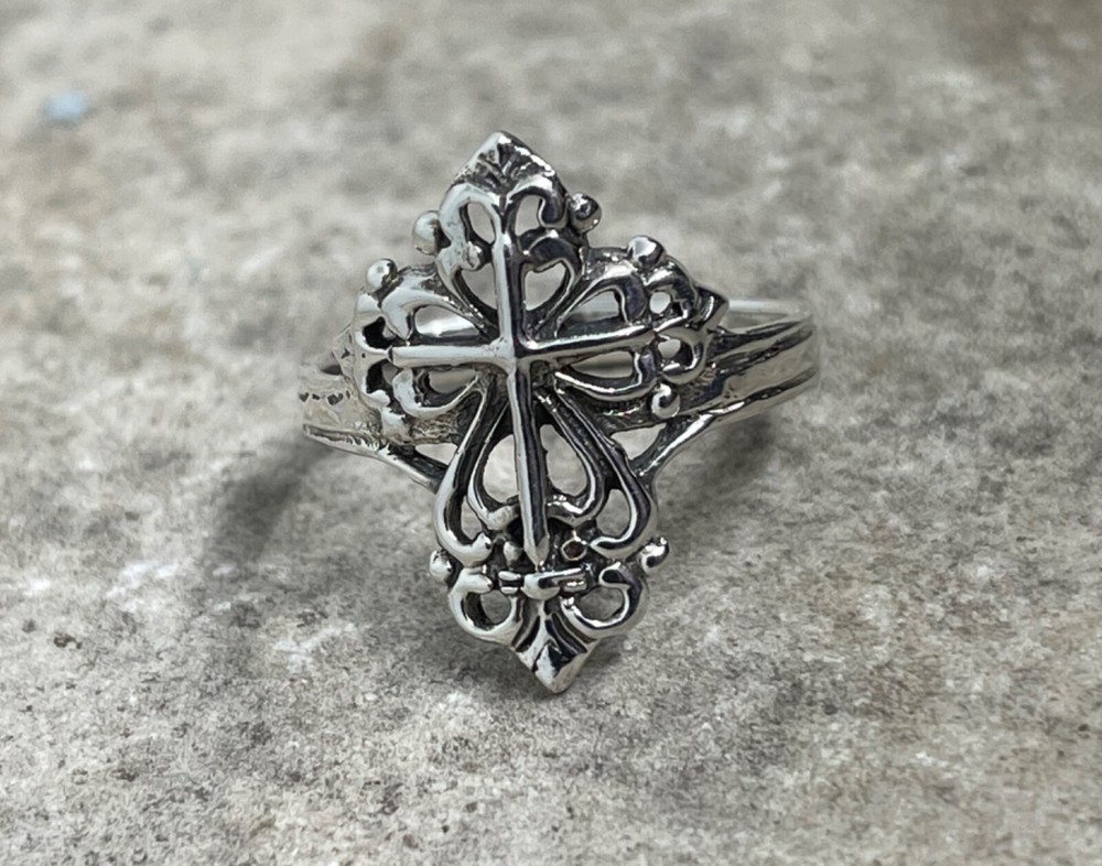 Sterling Silver Cross Ring, Victorian Ring