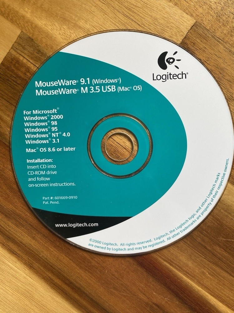 LOGITECH MouseWare 9.1 (Windows) M 3.5 USB (Mac OS) CD-ROM Disc