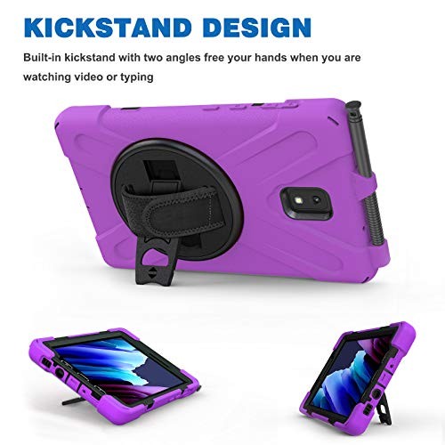 Samsung Galaxy Tab Active3/Active5 8.0 Case, with 360 Stand, Handle Purple