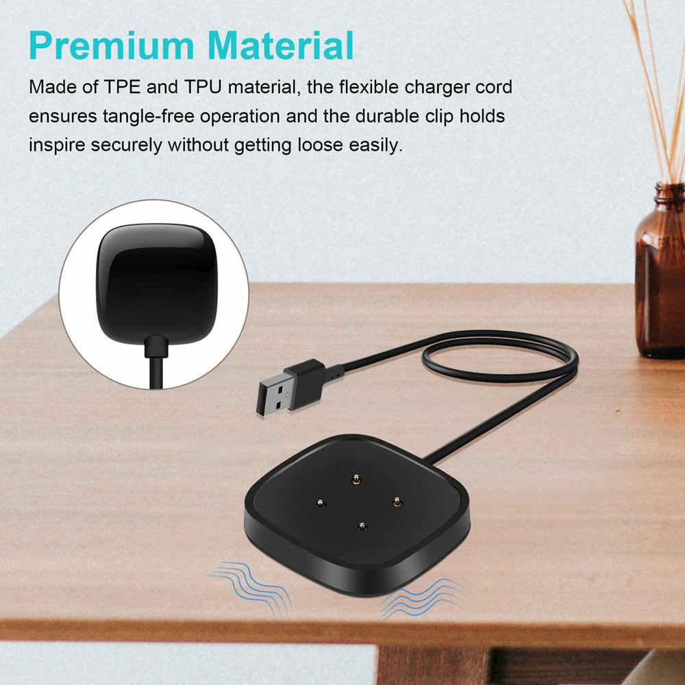 Wireless Charger Watch USB Fast Charging Dock Cable For Fitbit Sense & Versa 3