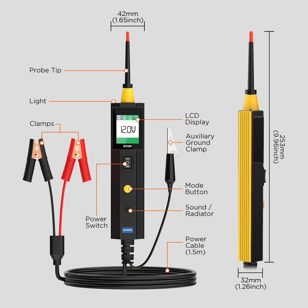 6-30V Power Circuit Probe Tester Voltage Resistance Diode Electrical System Test