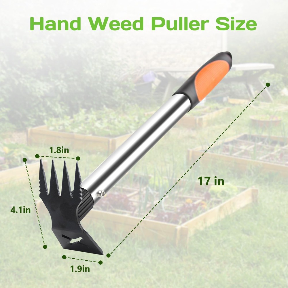 Upgraded 17" Weed Puller Tool, Portable Garden Weed Pulling Tool for Weeding ...