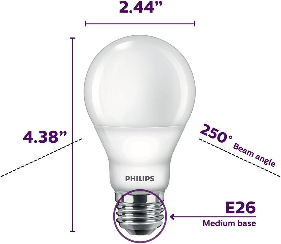 Philips LED Dimmable A19 Light Bulb with Warm Glow Effect 6 pack
