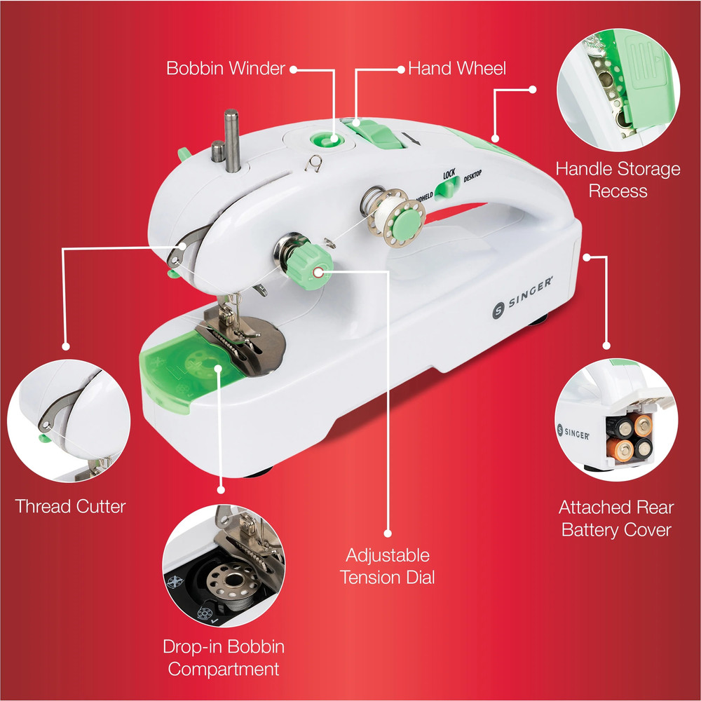 SINGER PORTABLE SEWING MACHINE Stitch Quick Plus Cordless Handheld Two Thread