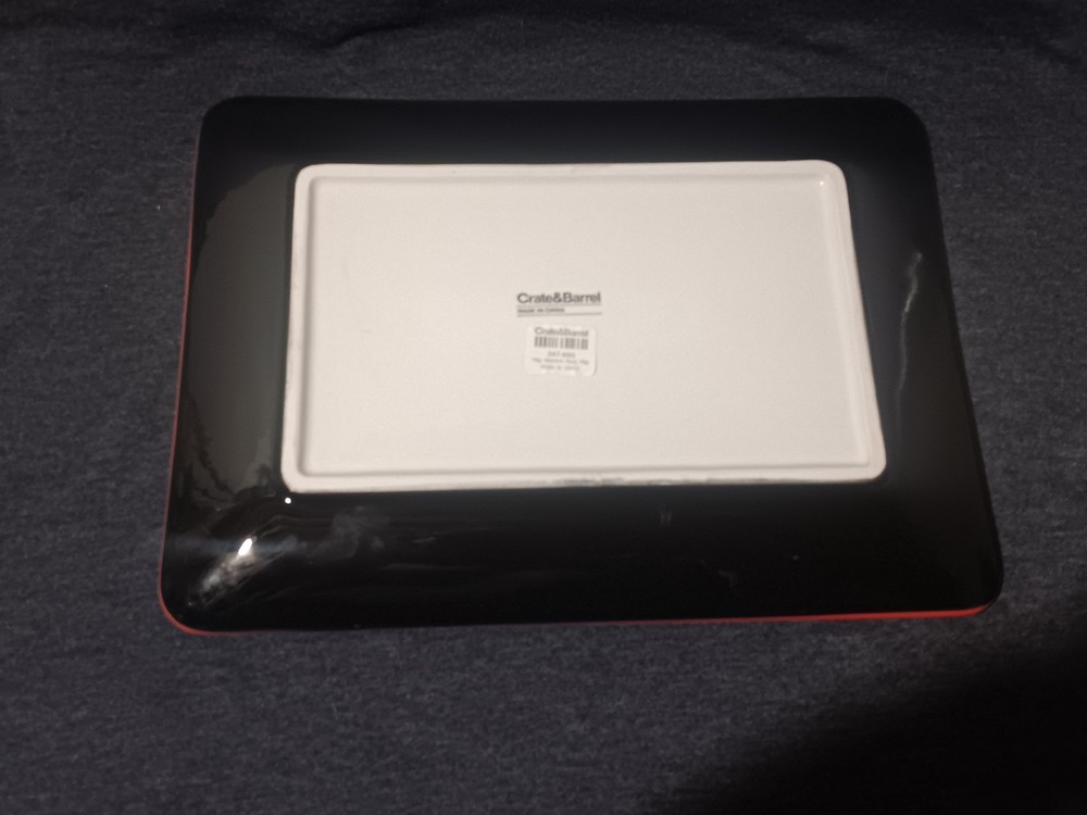 Crate & Barrel Veggie Design Serving Dish Tray Platter 10” Ceramic