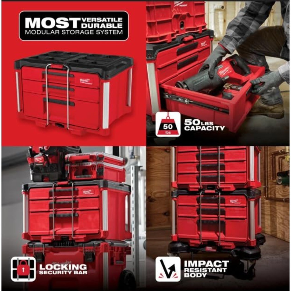 3 Drawer Stackable Tool Organizer Box with Multi-Deep Compartments