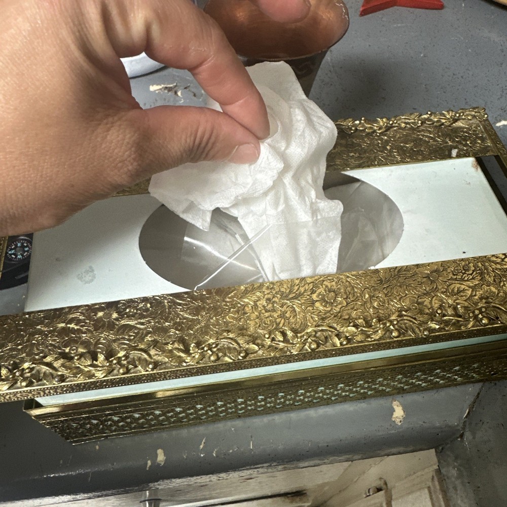 Vintage Tissue Box Holder Flowers Vanity