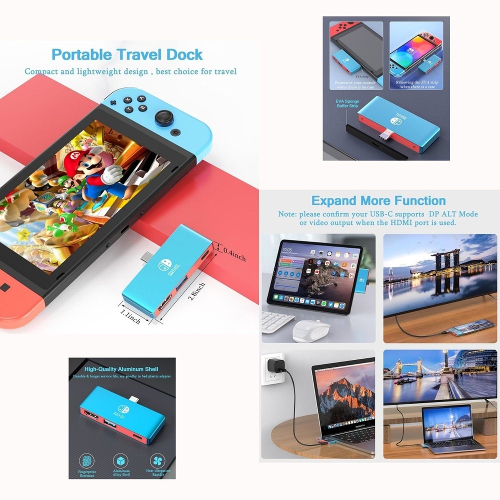 4K HMDI Dock for Nintendo Switch OLED USB-C TV Mode PD Charging