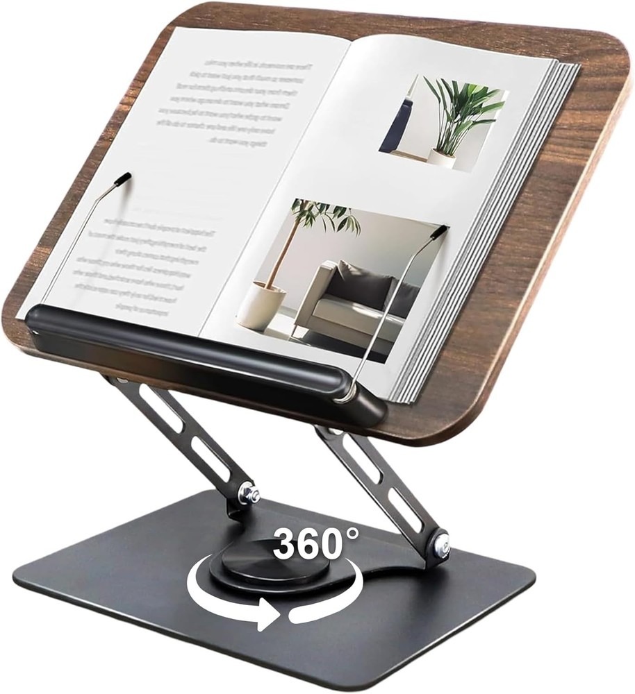 Book Stand for Reading - Adjustable 360° Rotating Book Stand Multi Heights wi...