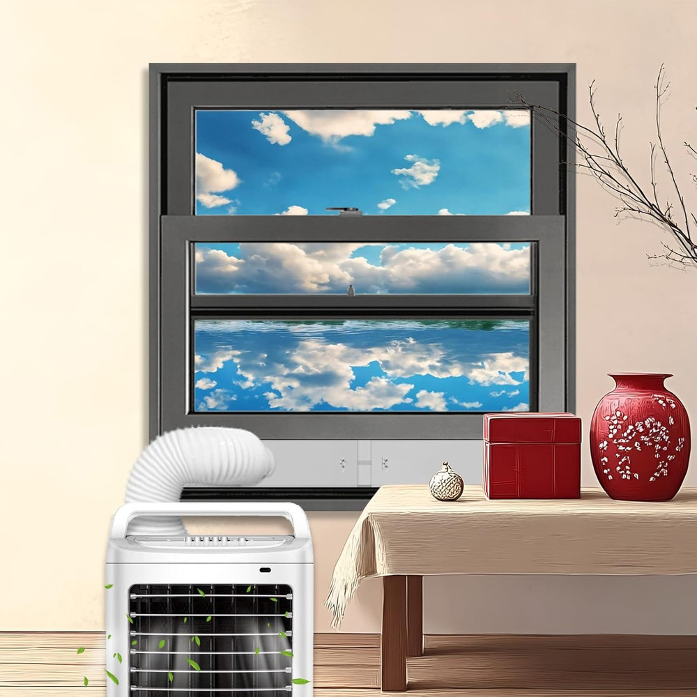 Portable AC Window Vent Kit with 59" Hose, 5.9" AC Window Seal, Adjustable for V
