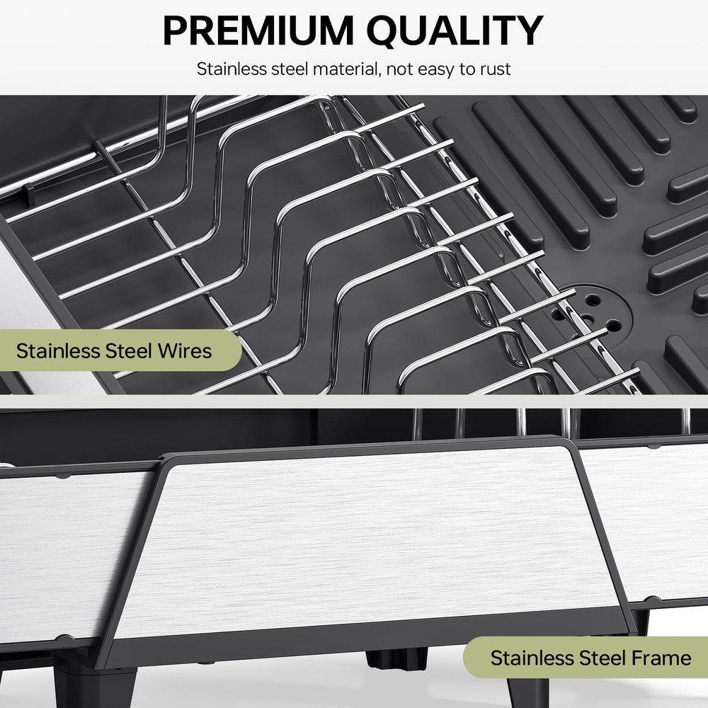 Large Dish Drying Rack Triple Expandable Dish Rack for Kitchen Counter, Stai...