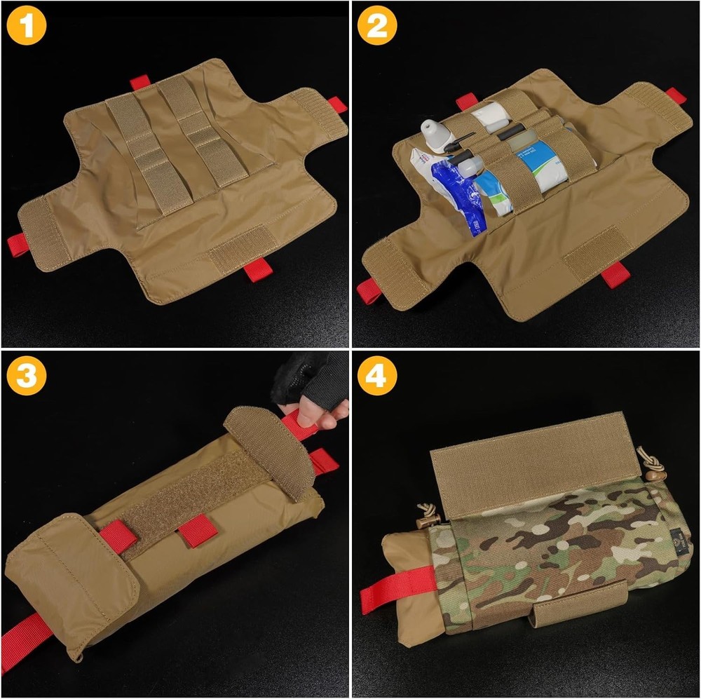 High Utility Tactical First Aid Dump Pouch - 3 Compartment Emergency Kit Bag