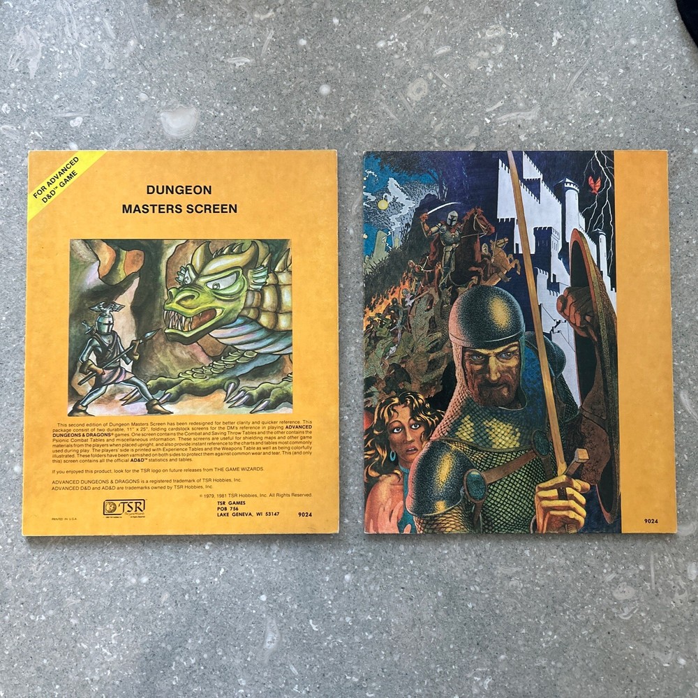 DUNGEON MASTERS SCREEN AD&D 9024 Advanced Dungeons Dragons TSR 1979