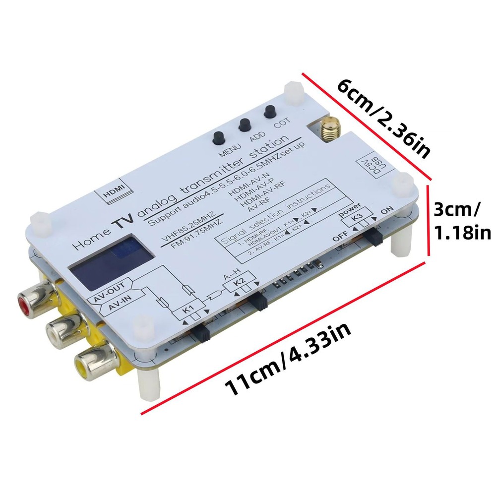 White Analog TVs Signal Transmitter Home Analog TV Transmitter w/ OLED Screen