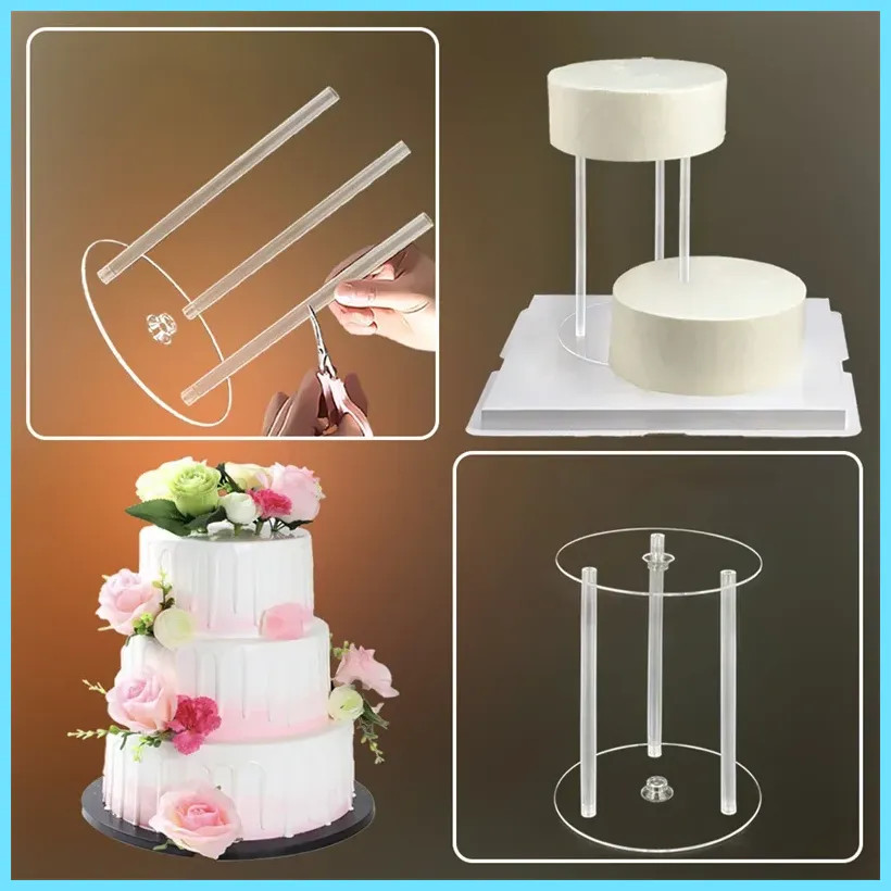 New Multi-Layer Cake Stands Support Straw Frame Mold Tier Set Round Spacer