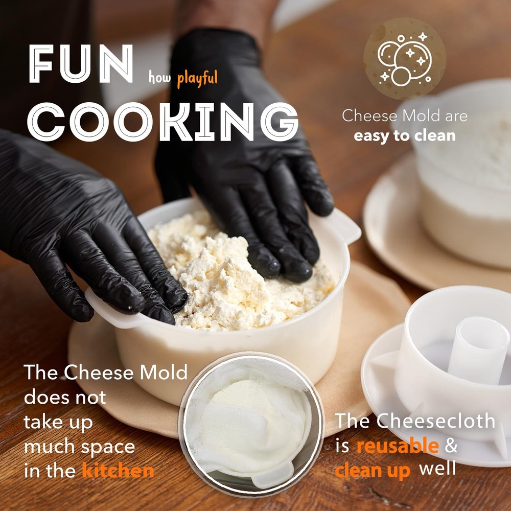 2 pcs Cheese Mold with a Follower Piston and Cheesecloth – Medium