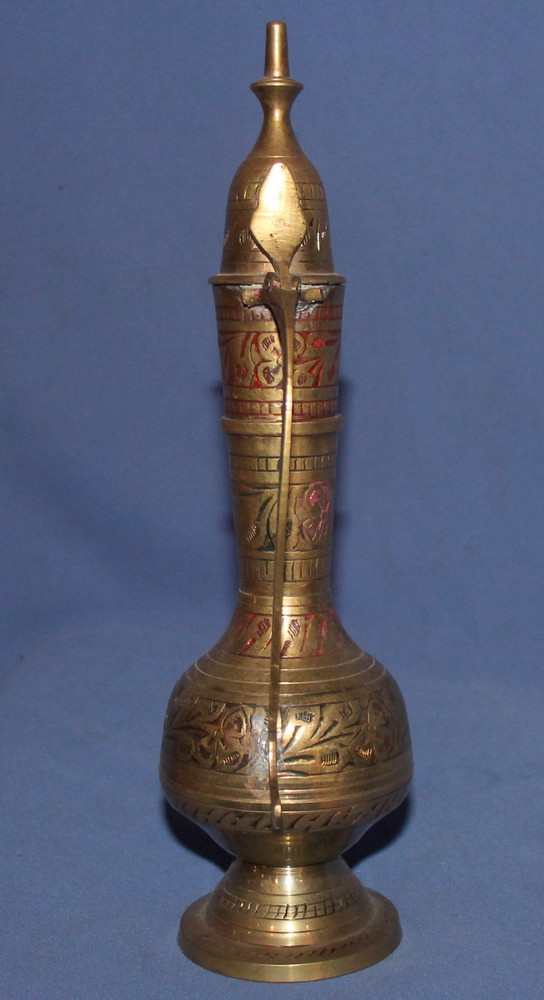 Vintage Islamic hand made brass coffee pitcher with spout