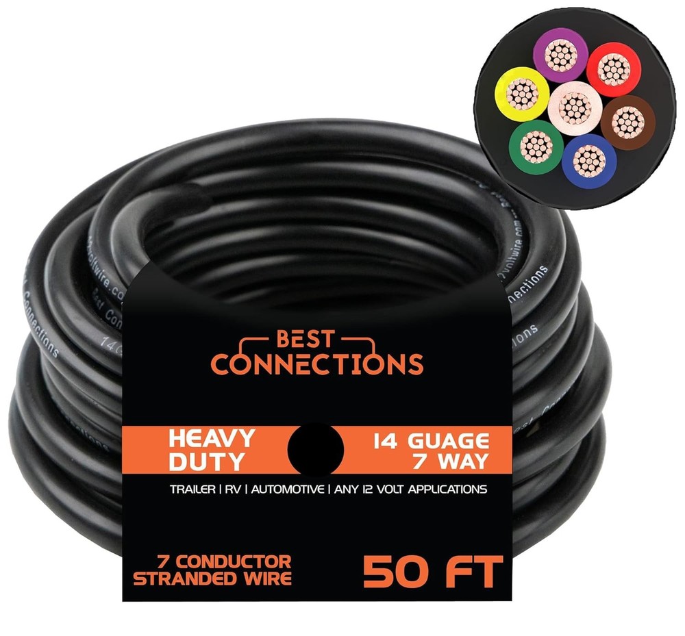 Heavy duty trailer wiring extension cable weatherproof color coded