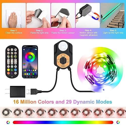 Motion Sensor LED Light Strip 19.68ft 3M*2 Sets Under Bed 19.68 ft/6M 2 Set
