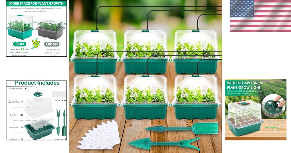 Durable Seed Starter Tray Set with Adjustable Humidity & Grow Light Included