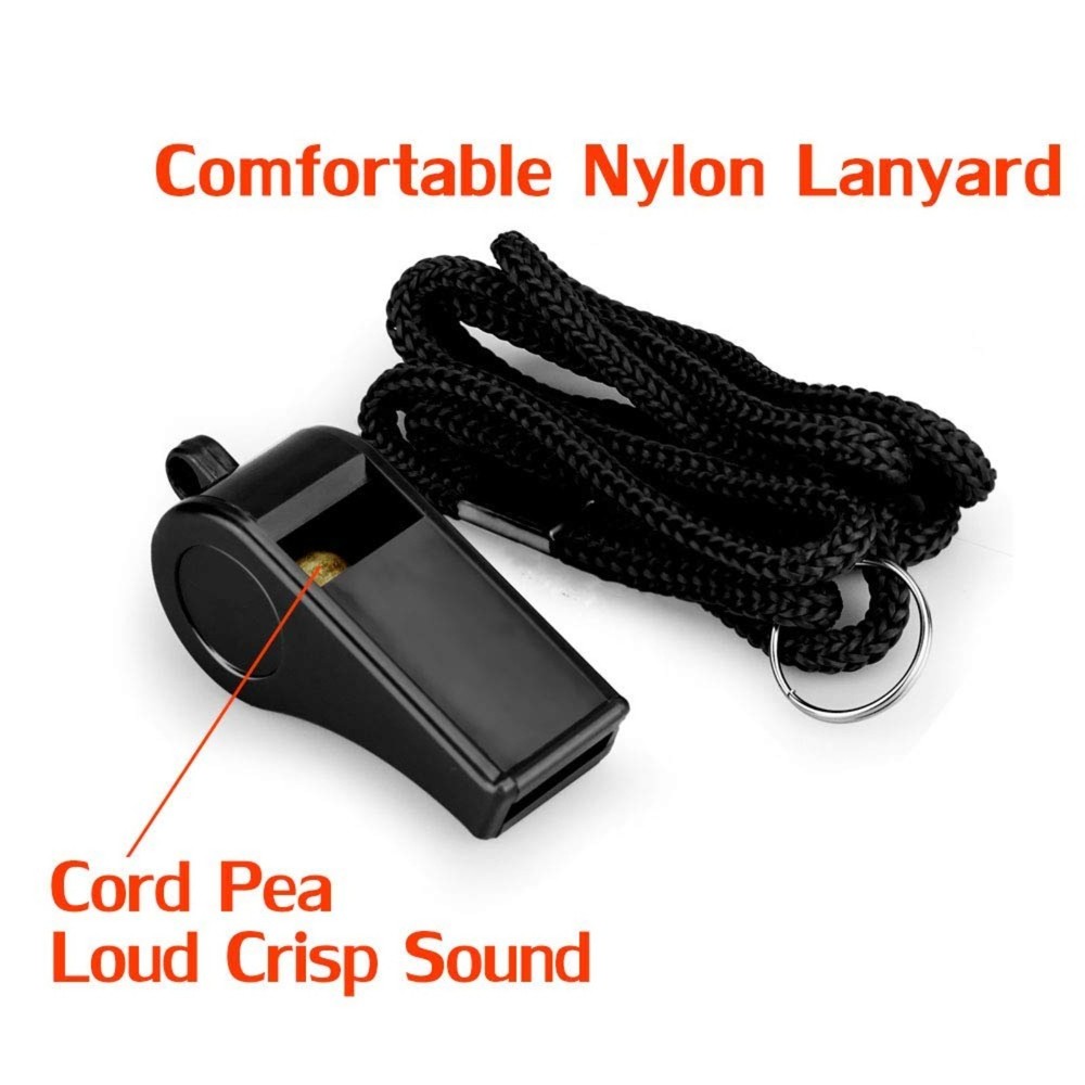 Plastic Sports Whistles with Lanyard, 2-Pack