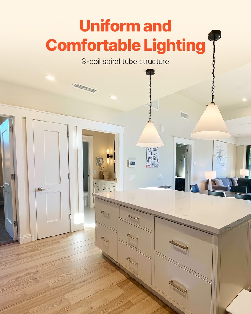 VEVOR 4-Pack CFL Light Bulbs 13W Compact Fluorescent Bulbs with 2700K Warm Light