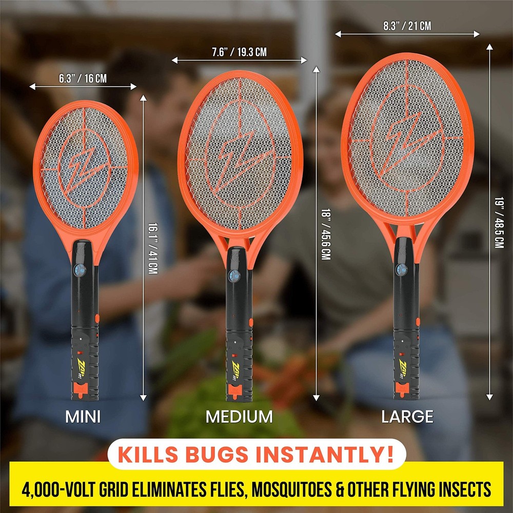 ZAP IT! Bug Zapper Rechargeable Bug Zapper Racket, 4,000 Volt, USB Charging C...