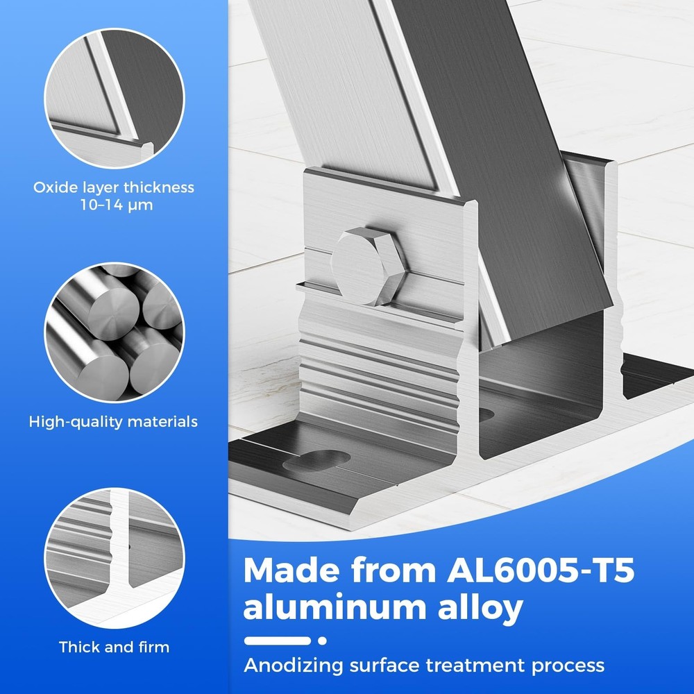 1 Set Adjustable Solar Panel Tilt Mount Brackets, Stand Systems Support 50W-400W