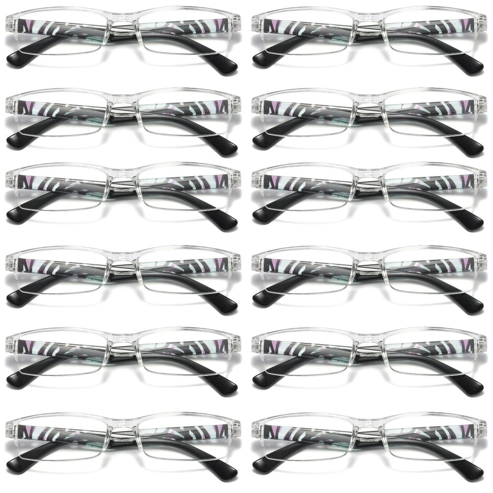 12PK Men Women Rectangle Half Frame Blue Light Blocking Reading Glasses Readers