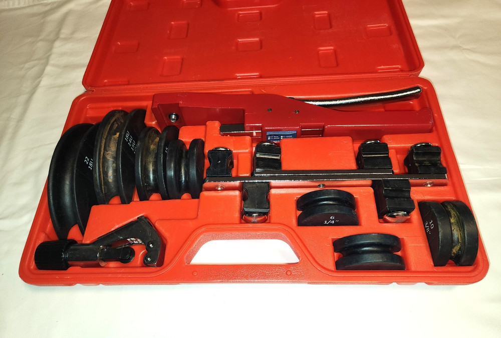 90° Multi Reverse Tube Bender Kit HVAC Copper Pipe Ratcheting + Cutter + Case