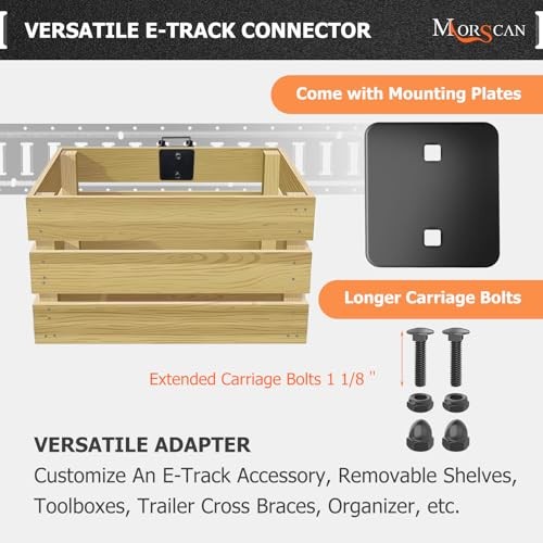 4 Pack E-Track Connector with Square Plates, E Track Double Fitting 04-Pack