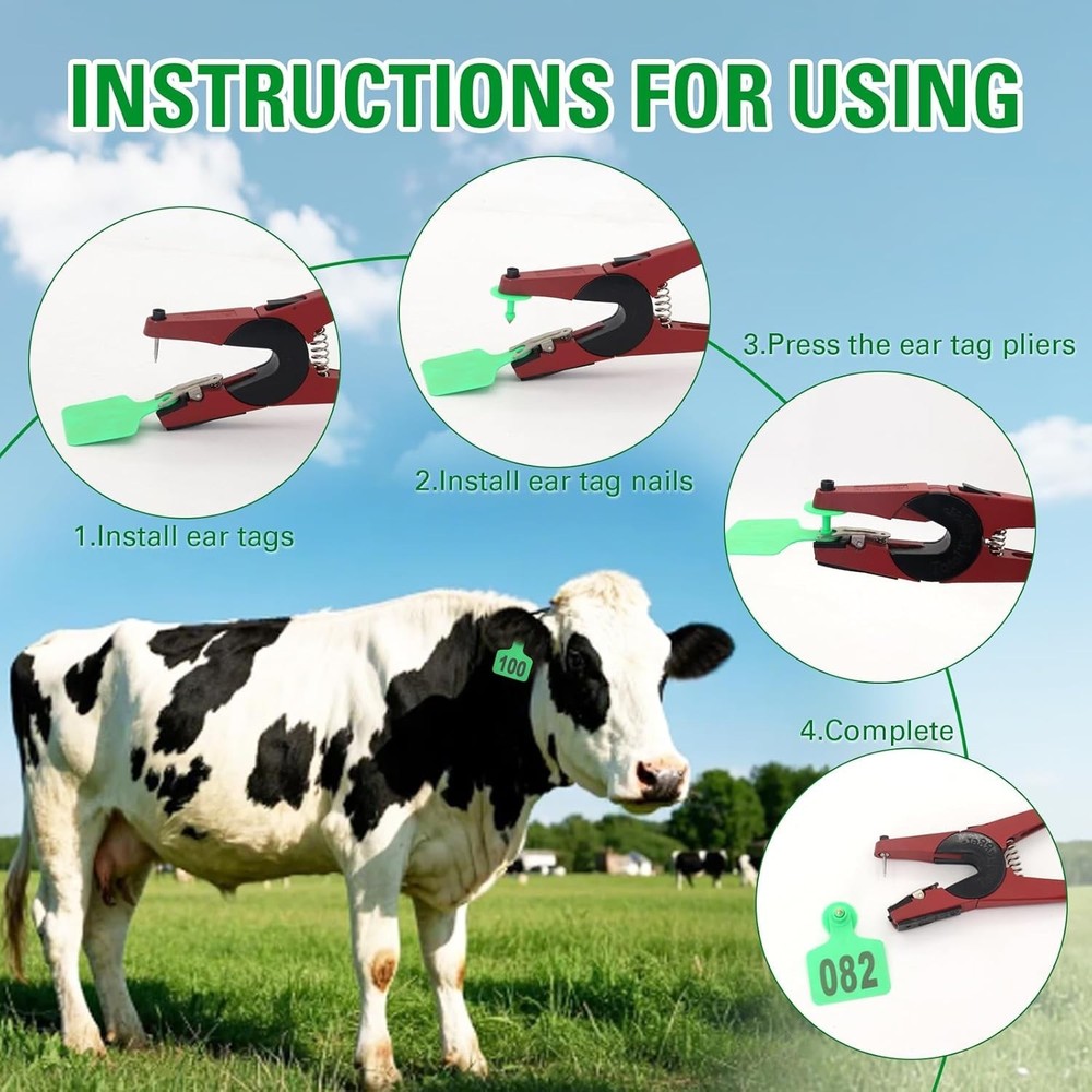 Plastic Livestock Tags for Cows - 001-100 Numbered
