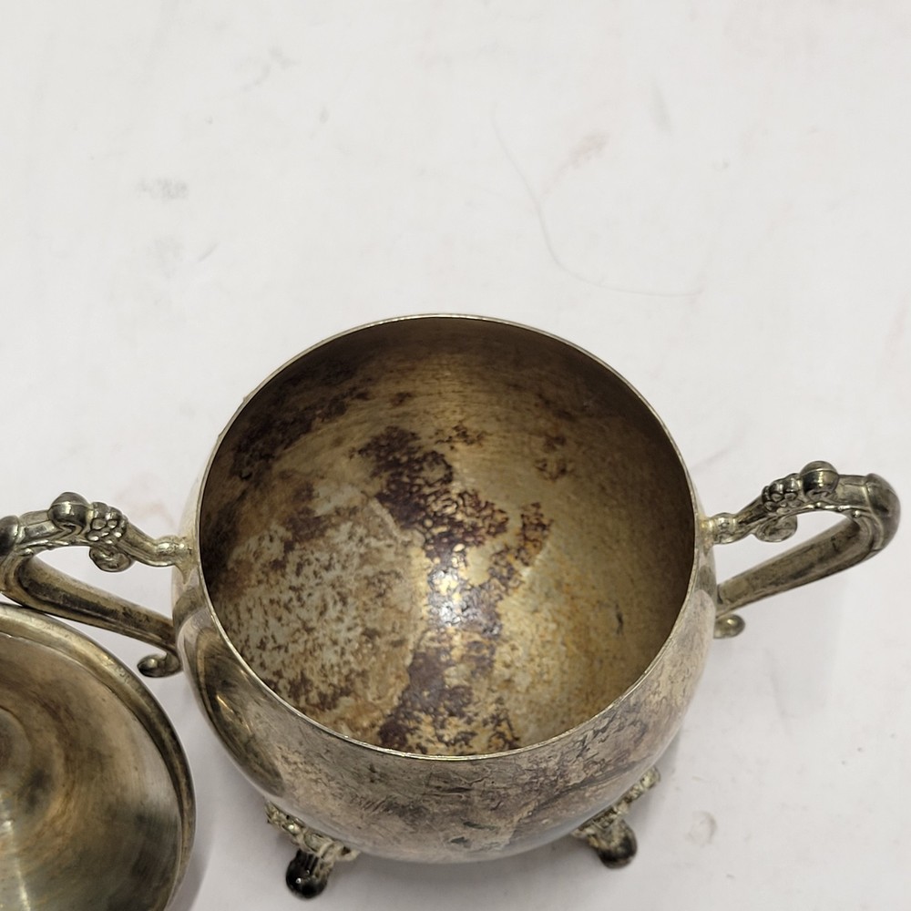 Vtg Silver Plated Footed Sugar Bowl/Lid