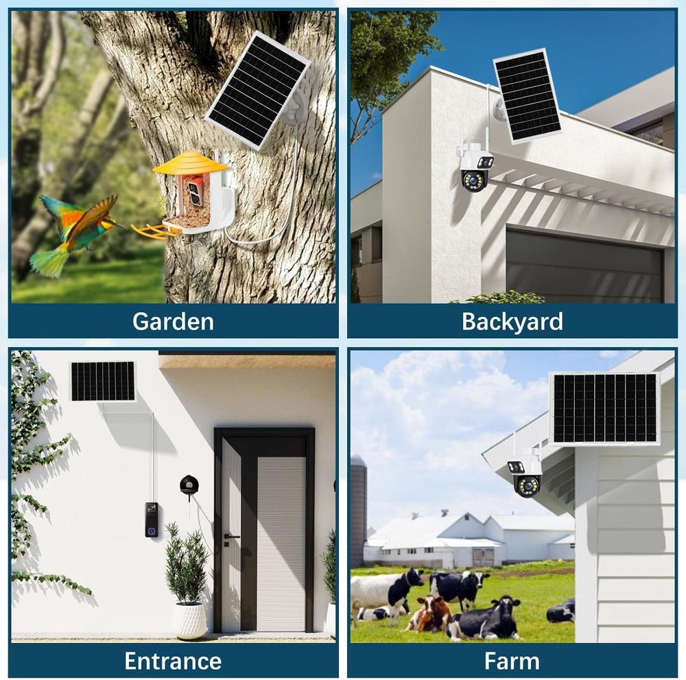 8W Solar Panel Charger for Outdoor Security Cameras, with Micro 1 Pack