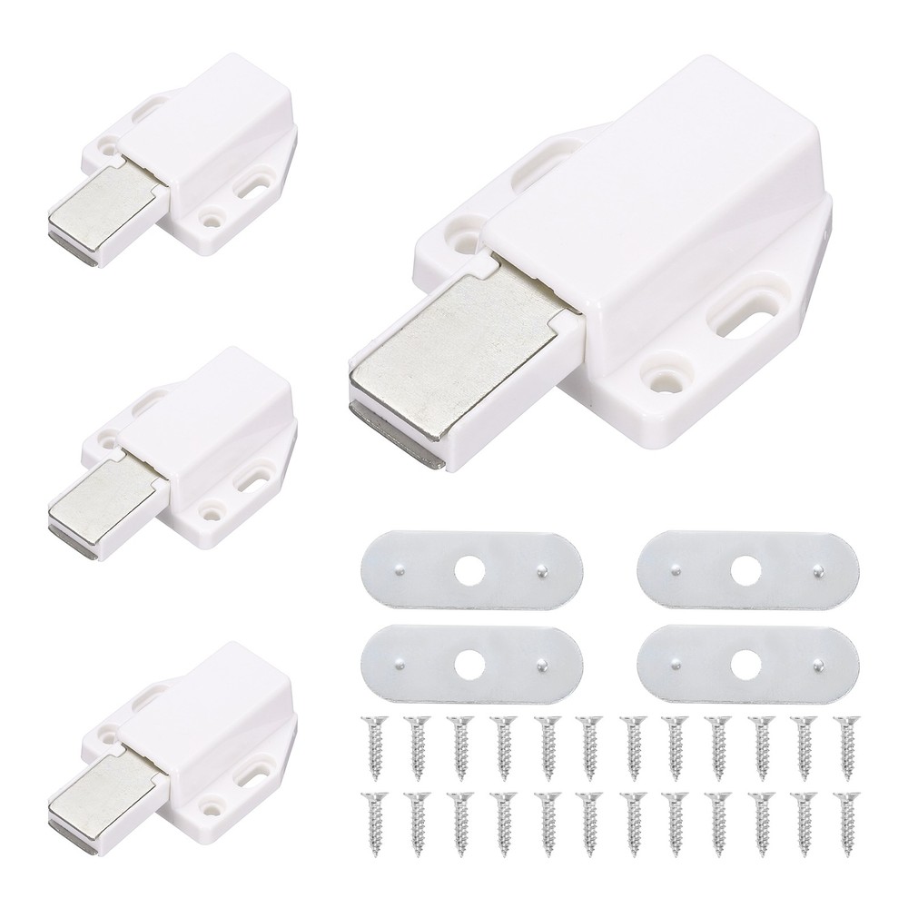 4Pack Magnetic Touch Latches for Cabinets Cupboards Closet White