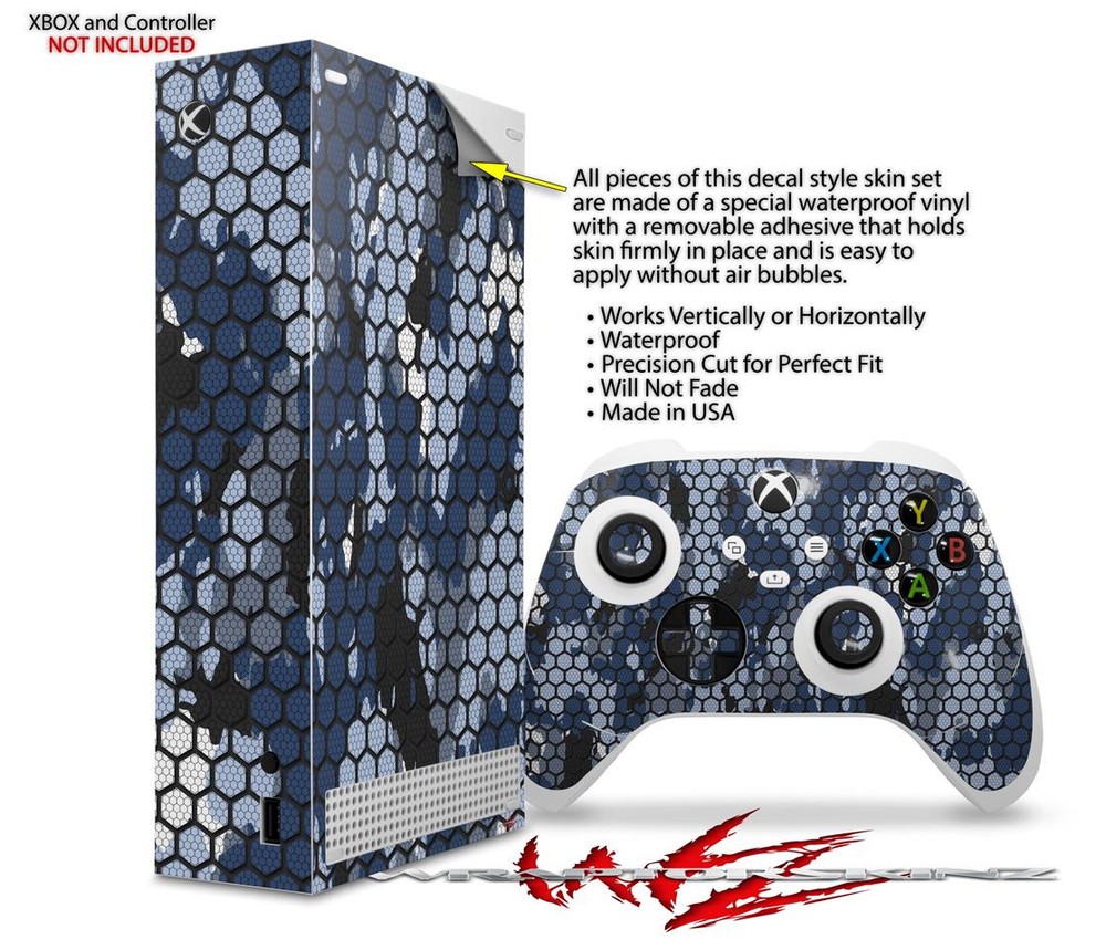 Skin Wrap for XBOX Series S Console Controller HEX Mesh Camo 01 Blue